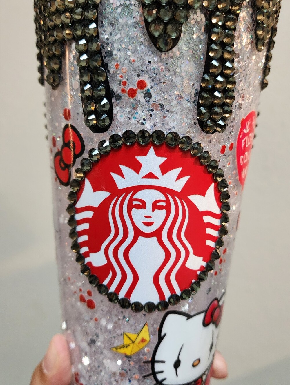 Starbucks Hello Kitty Rhinestone Tumbler - Red, Black, White Custom Made - Picture 3 of 9